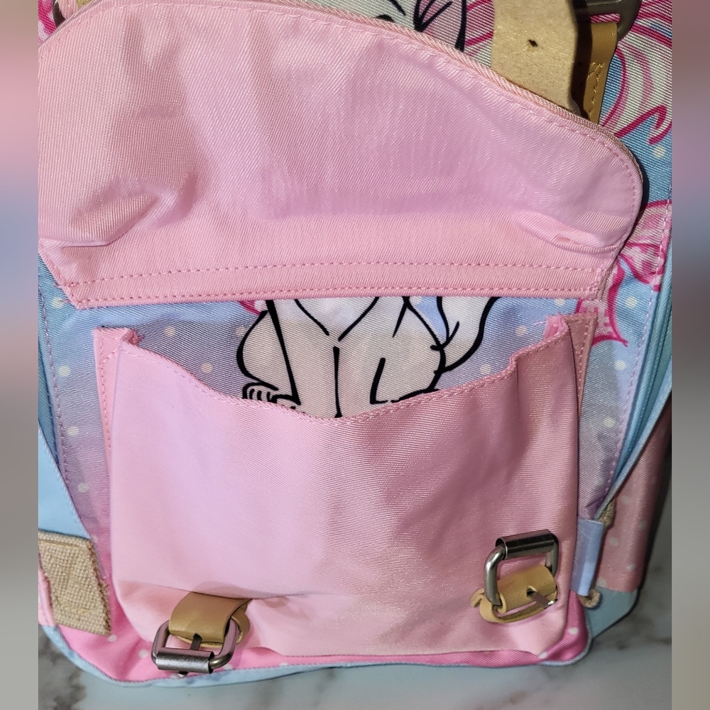 Disney Aristocats NWT Marie Pink/Blue Deluxe Nylon 12in Mini Backpack - Picture 2 of 7